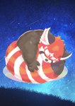 anthro hugging_own_tail male nude sleeping slightly_chubby solo young kusarikakemono lifewonders tokyo_afterschool_summoners zhurong_(tas) ailurid mammal red_panda hi_res