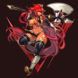 abs axe battle_axe big_breasts boots bottomwear breasts clothed clothing female footwear hair high_heeled_boots high_heels humanoid_pointy_ears legwear loincloth melee_weapon not_furry pointy_ears red_hair shoes skimpy solo tan_body tan_skin thigh_boots thigh_highs weapon yellow_eyes gurimjang elf humanoid 1:1 2021 absurd_res hi_res