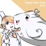 clothing drinking_straw duo female hat headgear headwear holidays interspecies male male/female silly_straw spotlight suit text top_hat tapirclip new_year new_year_2023 new_years_eve nintendo pokemon volo_(pokemon) generation_4_pokemon human mammal pokemon_(species) togekiss 1:1 english_text hi_res restricted_palette