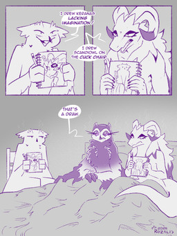 2_horns annoyed anthro beak bed bedding bedroom blanket casual_nudity chair chest_tuft claws convenient_censorship creating_art curved_horn dialogue drawing_(object) eyelashes eyeshadow female fingers fluffy fur furniture group hair half-closed_eyes holding_object holding_pen horn humor inside long_hair long_tail looking_at_another makeup male narrowed_eyes neck_tuft notebook on_bed on_chair open_beak open_mouth paper pen pencil_(object) simple_background sitting sitting_on_bed sitting_on_chair speech_bubble tail text trio tuft rozalid keranas lilith_(rozalid) scandiowlcus avian bird owl owl_demon scalie absurd_res comic dated digital_media_(artwork) english_text hi_res restricted_palette signature sketch