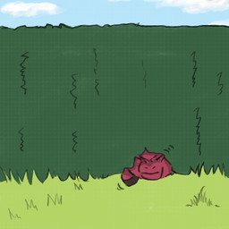 ambiguous_feral ambiguous_gender eyes_closed feral fur garden grass hooves motion_lines mouth_closed outside plant red_body red_fur sky solo struggling young young_ambiguous young_feral yellowcottoncandy030 fluffy_pony fluffy_pony_(species) mammal 1:1 2025 colored digital_media_(artwork) hi_res