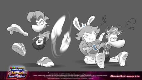4_fingers annoyed anthro bent_arm big_nose black_ear_piercing black_eyebrows black_eyes bloodshot_eyes blue_eyes brush clenched_teeth clothed clothed_anthro clothed_female clothed_humanoid clothed_male clothing comb_(brush) crown duo ear_piercing eyebrows female female_anthro fingers fist floating_hands floating_head floating_torso footwear fur furrowed_eyebrows gloves grey_background grey_clothing grey_footwear grey_hair grey_hoodie grey_inner_ear grey_shirt grey_shoes grey_topwear hair hair_curlers hairbrush half-closed_eyes handwear happy headgear heart_symbol holding_brush holding_comb holding_hairbrush holding_object hoodie long_ears long_hair male male_humanoid mitten_hands motion_blur narrowed_eyes no_eyebrows noseless one_eye_closed piercing preparing_to_strike shirt shoes simple_background sitting spinning_fist standing teeth text topwear white_body white_clothing white_fur white_gloves white_handwear year giacomo_boni mario_bros mario_plus_rabbids_kingdom_battle mario_plus_rabbids_sparks_of_hope nintendo raving_rabbids rayman_(series) ubisoft rabbid_peach rayman humanoid lagomorph mammal rabbid raypeople_(rayman) 16:9 2023 4k absurd_res adobe_photoshop_(artwork) colored concept_art crossover digital_drawing_(artwork) digital_media_(artwork) english_description english_text hi_res multiple_images official_art procreate_(artwork) shaded widescreen