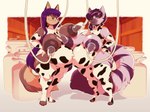 animal_print animal_print_thigh_highs anthro areola armwear big_breasts biped blue_eyes bodily_fluids breast_milking breasts clothing cow_print cow_print_elbow_gloves cow_print_thigh_highs duo elbow_gloves facial_piercing female fluffy fluffy_tail gloves hand_on_hip handwear huge_breasts inside lactating legwear looking_at_viewer machine markings milk milk_pail milking_machine navel nipples nose_piercing nose_ring outie_navel pattern_clothing pattern_legwear pattern_thigh_highs piercing pregnant pregnant_anthro pregnant_female print_armwear print_clothing print_elbow_gloves print_gloves print_handwear print_legwear print_thigh_highs purple_eyes ring_piercing septum_piercing septum_ring smile standing star_(marking) tail thick_thighs thigh_highs yellow_eyes galacticmichi april_(alantodne) shawna_(alantodne) canid canine fox lemur mammal primate ring-tailed_lemur strepsirrhine 2023 absurd_res hi_res