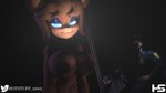 3d_(artwork) animatronic anthro areola bear belt big_breasts blue_eyes bow_tie breasts clothed clothing digital_media_(artwork) duo female five_nights_at_freddy's freddy_(fnaf) fredina's_nightclub fredina_(cally3d) fully_clothed glowing glowing_eyes hat headgear headwear hi_res hotstuff human machine male mammal nipples robot scottgames