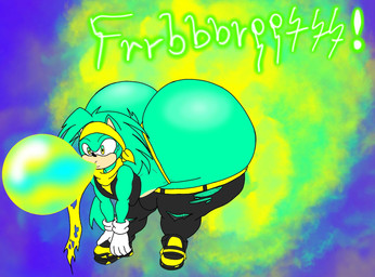 anthro big_butt bubble butt candy dessert fart food gas gum huge_butt hyper hyper_butt male solo surprised thick_thighs transformation wide_hips mooneypup sega sonic_the_hedgehog_(series) eulipotyphlan hedgehog mammal hi_res