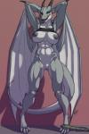 4_toes abs anthro areola athletic athletic_anthro athletic_female big_breasts biped bottomless breasts clothed clothing clothing_lift digitigrade ear_fins eyelashes feet female fin genitals grey_body grey_eyes grey_nipples grey_pussy grey_scales grey_tail grey_tongue hands_behind_head horn large_wings licking licking_lips licking_own_lips long_tail looking_at_viewer membrane_(anatomy) membranous_wings mostly_nude muscular muscular_thighs nipples non-mammal_breasts non-mammal_nipples pose pussy raised_arm raised_clothing raised_shirt raised_topwear scales self_lick shirt shirt_lift shirt_up simple_background solo standing tail tank_top toes tongue tongue_out topwear undressed white_body white_scales wings ldr mythology blitz_the_dragon dragon mythological_creature mythological_scalie reptile scalie 2018 2:3 absurd_res digital_media_(artwork) hi_res