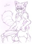 anthro areola balls big_balls big_penis bodily_fluids claws clothing cum dripping eyewear feline_tail fuzzy genital_fluids genitals glasses hair hand_on_hip huge_penis inner_ear_fluff leaking_cum legwear long_hair long_penis male markings masturbation navel nipples pawpads penis precum precum_drip solo striped_markings striped_tail stripes stroking_penis tail tail_markings thick_tail thick_thighs thigh_highs tuft wide_hips the_fedor_corpse pudding_(purin) ailurid mammal red_panda hi_res nonbinary_(lore)