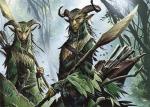 arrow_(weapon) bow_(weapon) dagger duo elf hasbro holding_object holding_weapon horn humanoid magic:_the_gathering male melee_weapon official_art polearm quiver_(object) ranged_weapon spear wayne_reynolds weapon wizards_of_the_coast