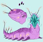 ambiguous_gender antennae_(anatomy) blue_background mouth_shot open_mouth pink_body purple_body simple_background solo spiked_tentacles spikes spikes_(anatomy) tentacles imperatorcaesar monster absurd_res full-length_portrait hi_res model_sheet portrait