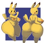 anthro big_breasts big_butt breasts butt featureless_crotch female fur huge_butt looking_back nipples nude short_stack slightly_chubby solo tail thick_thighs yellow_body yellow_breasts yellow_butt yellow_ears yellow_fur yellow_tail darky nintendo pokemon generation_1_pokemon pikachu pokemon_(species)