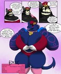 anthro big_breasts breasts camel_toe clothing collar dialogue duo excited female huge_breasts hyper hyper_breasts nipples text uniform wide_hips alythewolfcat scp_foundation moxie_(alythewolfcat) scp-1471-a stacy_capone canid canine dark_gaia_minion mammal skulldog_(species) comic english_text