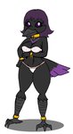 anthro breasts clothing collar feet female female_anthro non-mammal_breasts shcackles solo talons toes underwear nidrog avian bird corvid corvus_(genus) crow oscine passerine