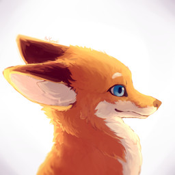 ambiguous_gender black_body black_fur blue_eyes fur fur_tuft inner_ear_fluff looking_forward orange_body orange_fur side_view simple_background solo tan_body tan_fur tuft white_background color_fox canid canine fox mammal red_fox true_fox 1:1 hi_res signature