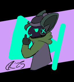 anthro beanie clothing gesture hand_gesture hat headgear headwear hoodie machine male middle_finger solo topwear kickthebucket humanoid mammal protogen robot bust_portrait hi_res portrait