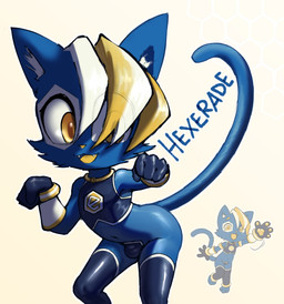 anthro biped blonde_hair blue_body blue_fur bulge c-string clothed clothing duo femboy fur hair male male_anthro mascot solo tail thong underwear yellow_eyes chizi punishedtooner e621 hexerade domestic_cat felid feline felis mammal 2026 hi_res reference_image