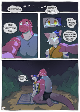 anthro biped bodily_fluids clothed clothing crying dialogue male night red_eyes sky star starry_sky stripes tears text towel yellow_eyes martindosent lynn_(martindosent) the_wizard_(martindosent) domestic_cat felid feline felis lizard mammal reptile scalie 2025 absurd_res clip_studio_paint_(artwork) comic digital_media_(artwork) english_text handwritten_text hi_res