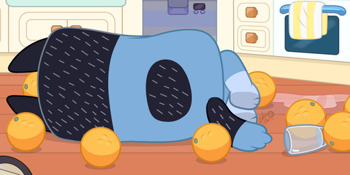 attack bent_legs crotch_attack genital_torture grapefruit kitchen lying male on_side pain dm29 bluey_(series) bandit_heeler australian_cattle_dog canid canine canis cattledog domestic_dog herding_dog mammal pastoral_dog