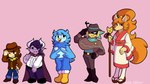 ambiguous_gender anthro female group lineup male monotone_background pink_background simple_background toony v01dst3lar undertale undertale_(series) undertale_yellow ceroba_ketsukane clover_(undertale_yellow) dalv_(undertale_yellow) martlet_(undertale_yellow) starlo_(undertale_yellow) avian bird canid canine fox human humanoid mammal vampire hi_res