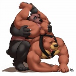 4_toes anal anthro biceps black_body black_fur bodily_fluids brown_body brown_fur butt butt_grab claws crouching duo feet full_foot_pawpads fur half-closed_eyes hand_on_butt handstand harness legs_up licking male male/male male_penetrated male_penetrating male_penetrating_male multicolored_body multicolored_fur muscular narrowed_eyes nipples nude oral paws penetration red_eyes rimming saliva sex simple_background soles squeezing toe_claws toes tongue tongue_out two_tone_body two_tone_fur white_background bin_(artist) goody2toad tokilai bear mammal 1:1 2015