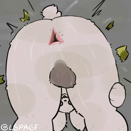 anthro anus balls bent_over bodily_fluids bulge bulge_from_behind butt clothing darkened_balls darkened_genitalia genitals grey_background leg_grab male presenting ripped_underwear scut_tail short_tail simple_background solo sweat sweaty_butt tail thigh_grab torn_clothing torn_underwear underwear white_body lspagf big_fat_stinky_unwashed_sweaty_bunny_(lspagf) animal_humanoid humanoid lagomorph lagomorph_humanoid leporid mammal mammal_humanoid rabbit 1:1 absurd_res hi_res