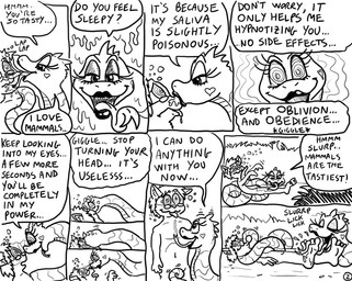 anthro anthro_on_feral bestiality chest_lick dialogue dominant dominant_female dominant_feral duo eye_contact eyelashes eyewear face_lick feet female feral foot_fetish foot_lick forked_tongue glasses heart_(marking) hypnosis hypnotic_eyes kissing leg_lick licking lipstick long_tongue looking_at_another lying makeup male male/female markings mind_control navel nude nude_anthro nude_male on_back questionable_consent ringed_eyes spiral spiral_eyes submissive submissive_anthro submissive_male sucking tail tail_in_mouth tail_suck text tongue tongue_out wearing_glasses flamez66 liam_(lmann) domestic_cat felid feline felis mammal reptile scalie snake 2010 comic english_text monochrome