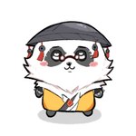 anthro asian_clothing asian_conical_hat blush chibi clothing eyewear fur glasses hat headgear headwear male multicolored_body multicolored_fur smile solo standing chiikawa mihoyo zenless_zone_zero pan_yin_hu bear giant_panda mammal 1:1 2025 hi_res