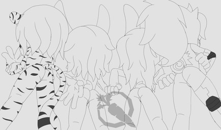 amputee butt disability ear_markings ears_up facial_markings female from_behind_position fur genitals grey_background group hair head_markings low-angle_view markings nude perspective rear_view sex simple_background tail tail_markings vulva ogthecarrot sega sonic_the_hedgehog_(series) cassie_the_(casino_zone)_bunny fan_character sammy_the_rabbit thorn_the_tiger trish_the_shiba canid canine canis domestic_dog felid lagomorph leporid mammal pantherine rabbit shiba_inu spitz tiger absurd_res hi_res monochrome signature sketch