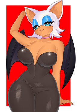 anthro bat_wings belly big_breasts breasts ears_up eyeshadow female lips lipstick makeup membrane_(anatomy) membranous_wings pose smile smiling_at_viewer smirk smirking_at_viewer solo thick_thighs wide_hips wings evangelina_pinku sega sonic_the_hedgehog_(series) rouge_the_bat bat humanoid mammal absurd_res digital_media_(artwork) hi_res pinup