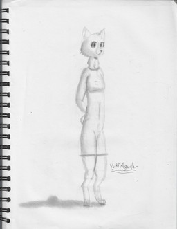 anthro female fur solo white_body white_fur yukiaguilar domestic_cat felid feline felis mammal absurd_res hi_res tagme traditional_media_(artwork)