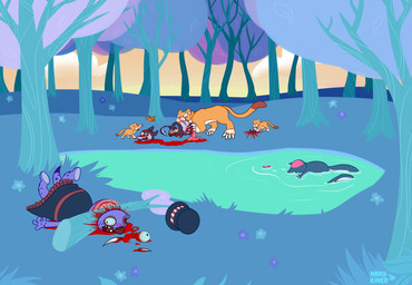anthro blood bodily_fluids brain death decapitation drowned eyeball fatal_vore feral forest fur gore grimdark group guts hard_vore intestines organs outside plant severed_body_part severed_head simple_background tail tree trio vore water bardo_en_krisis happy_tree_friends fan_character aquatic avian bird canid canine canis cougar felid feline mammal pinniped sergal walrus wolf absurd_res clip_studio_paint_(artwork) digital_media_(artwork) hi_res