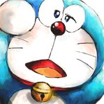 anthro bell blue_body blue_fur collar front_view fur looking_at_viewer machine male open_mouth raised_arms red_collar red_nose simple_background solo tongue whiskers white_background white_body white_fur mt_tg doraemon doraemon_(character) domestic_cat felid feline felis mammal robot 2018 shaded