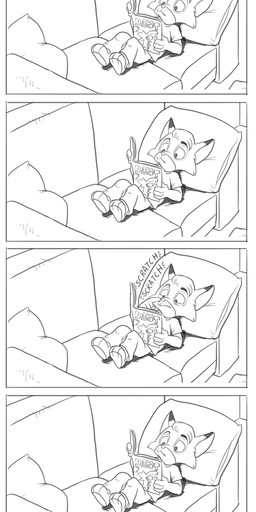 anthro barefoot bottomwear clothing comic_book feet furniture lying male on_back pants pillow shirt sofa solo text topwear nauyaco forestdale kyle_kendricks_(forestdale) canid canine fox mammal 2026 absurd_res comic hi_res url