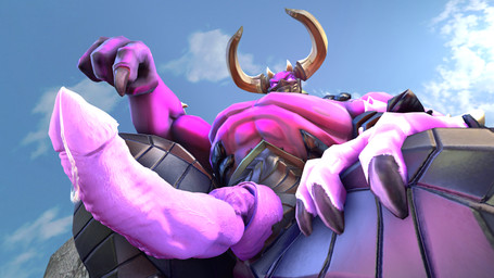 armor black_armor black_claws blue_background bodily_fluids claws erection genital_fluids genital_focus genitals gesture glowing glowing_eyes hand_gesture hand_on_hip leaking_precum light male mask muscular muscular_male outside penis penis_focus pointing pointing_at_penis pointing_down precum purple_body purple_penis purple_skin simple_background solo sunlight unknown_artist hi-rez_studios paladins_(game) raum_(paladins) demon demon_humanoid humanoid 16:9 3d_(artwork) 4k absurd_res digital_media_(artwork) hi_res huge_filesize source_filmmaker_(artwork) widescreen