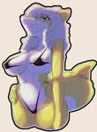 anthro areola areola_slip bedroom_eyes big_breasts breasts clitoris clitoris_slip clothed clothing ear_piercing ear_ring female genitals looking_at_viewer narrowed_eyes nipple_outline nipple_piercing_outline piercing ring_piercing seductive sharp_teeth skimpy smile smiling_at_viewer solo standing teeth pitta_the_italian annie_(pitta_the_italian) fish lemon_shark marine requiem_shark shark
