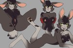 anthro bdsm bondage bound breasts butt female genitals piercing pussy rope solo spiceycinnamon lagomorph leporid mammal rabbit brat invalid_tag hi_res