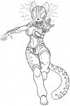 action_pose anthro breasts claws clothed clothing female fur glowing glowing_eyes looking_at_viewer magic markings midriff pose skimpy solo spots spotted_body spotted_fur redout dc_comics microsoft teen_titans the_elder_scrolls starfire_(teen_titans) white_spottytail_mage felid khajiit mammal crossover digital_drawing_(artwork) digital_media_(artwork) hi_res monochrome