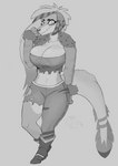 alternative_fashion big_breasts breasts coontail_hair female female/female scene_(fashion) scene_haircut solo thick_thighs hazbin_hotel missi_zilla dinosaur humanoid prehistoric_species reptile scalie absurd_res hi_res monochrome