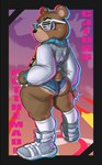 anthro big_butt bottomwear bubble_butt butt clothed clothing daisy_dukes denim denim_bottomwear denim_clothing denim_shorts eyewear femboy footwear hotpants looking_back male rear_view shoes shorts shutter_shades sneakers socks solo standing thick_thighs cjfurs graduation_(album) kanye_west dropout_bear bear mammal absurd_res hi_res