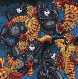 4_fingers abs abstract_background anal anal_fingering anal_fisting anal_masturbation anal_penetration anthro anus armpit_hair backsack balls big_anus big_butt big_penis black_body black_eyes black_eyeshadow black_fur black_lipstick blonde_hair bodily_fluids body_hair bottom_heavy brown_body brown_fur brown_stripes bubble_butt butt chest_hair duo erection eyelashes eyeshadow facial_hair fellatio femboy fingering fingering_partner fingering_self fingers fisting fisting_partner fluffy fluffy_tail fur genitals glistening glistening_body hair hairy_balls hand_behind_head hand_on_hip hand_on_own_hip huge_butt huge_hips huge_thighs inner_ear_fluff lipstick long_tail makeup male male/male masturbation motion_lines multicolored_body multicolored_fur muscular muscular_anthro muscular_arms muscular_legs muscular_male mustache nude nude_anthro nude_male open_mouth open_smile oral oral_penetration pecs penetration penile penis pubes sex smile spread_butt spreading striped_body striped_fur stripes sweat sweatdrop tail text thick_thighs tuft two_tone_body two_tone_fur wide_hipped_anthro wide_hipped_male wide_hips yellow_body yellow_eyes yellow_fur parasitedeath hal_gustev wolf_(parasitedeath) aardwolf canid canine canis hyena mammal wolf 2025 absurd_res artist_name graphite_(artwork) hi_res marker_(artwork) signature traditional_media_(artwork)