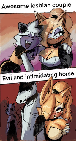 anthro big_breasts bite biting_lip blush breast_grab breast_play breasts duo exhibitionism female female/female forced hand_on_breast infidelity lesbian_pride_colors lgbt_pride male male/female oblivious orientation_play pride_colors smile smirk text altcat idw_publishing sega sonic_the_hedgehog_(comics) sonic_the_hedgehog_(idw) sonic_the_hedgehog_(series) tangle_the_lemur whisper_the_wolf canid canine canis equid equine horse lemur mammal primate strepsirrhine wolf comic hi_res