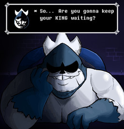 anthro big_butt butt lying male on_front overweight seductive smile smirk smug solo speech_bubble text crowqg deltarune undertale_(series) king_spade english_text hi_res
