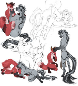 anal anal_penetration animal_genitalia animal_penis anthro athletic balls bent_over bent_over_table bodily_fluids butt canine_genitalia canine_penis cowgirl_position cum cum_on_ground cum_while_penetrated duo equine_genitalia equine_penis erection eyebrows from_behind_position from_front_position fur furniture genital_fluids genitals licking looking_pleasured male male/male nude on_bottom on_table on_top open_mouth oral oral_penetration penetration penis rimming sex simple_background slim standing_doggystyle table tail tongue white_background white_body white_fur demicoeur axel_firepaws haru_(haru3d) canid canine equid equine fox horse mammal absurd_res digital_media_(artwork) hi_res