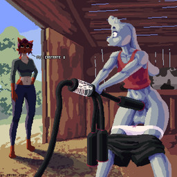 accidental_cum_inside angry anthro aroused balls_deep bodily_fluids bottomwear bottomwear_down caught caught_in_the_act caught_masturbating caught_while_cumming clothed clothed_female clothed_male clothed_masturbation clothing cum cum_in_tube farm female femboy genital_fluids improvised_sex_toy machine male masturbation milking_cum milking_machine milking_machine_on_male outside_masturbation panties panties_down pants pants_down partially_clothed penetration penile penis_milking pulled_down_shorts solo_focus stuck_penis suction threatening underwear underwear_down white_clothing white_panties white_underwear kayan_kord canid canine fox lagomorph leporid mammal rabbit 1:1 digital_media_(artwork) hi_res pixel_(artwork)