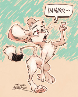 albino anthro athletic athletic_female big_ears female fur markings nude pink_eyes simple_background solo speech_bubble striped_markings striped_tail stripes tail tail_markings white_body white_fur animancer luck_(animancer) dipodid jerboa mammal rodent 2026 hi_res
