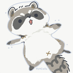 black_eyes black_nose chibi dot_eyes feral grey_body lying navel simple_eyes solo white_body x_navel yencatx mammal procyonid raccoon 1:1 2021