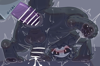 all_fours anal anal_orgasm anal_penetration anthro anus backsack balls biped black_anus black_balls black_body black_fur black_pawpads black_penis black_perineum black_sclera blush bodily_fluids bone bone_mask censor_bar censored_dildo censored_genitalia censored_penis censored_sex_toy cum cum_while_penetrated cumshot dildo dildo_in_ass dildo_insertion ejaculation erection fluffy fluffy_tail fur genital_fluids genitals grey_background hands-free humanoid_genitalia humanoid_penis ineffective_censorship looking_back looking_through looking_through_legs male male_anthro mask masturbation nude_anthro nude_male object_in_ass one_leg_up orgasm pawpads paws penetration penis perineum pupils raised_leg rear_view sex_toy sex_toy_in_ass sex_toy_insertion simple_background skull skull_mask snout solo tail toying_self white_pupils iyy changed_(video_game) puro_(changed) canid canine latex_creature mammal 2026 3:2 censored digital_drawing_(artwork) digital_media_(artwork) english_description hi_res
