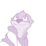 anthro bodily_fluids clothed clothing eyewear fur glasses head_tuft hoodie simple_background solo sweat sweatdrop topwear tuft white_background replytoanons otterly_(character) mammal mustelid otter 1:1 monochrome