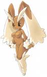 anthro black_sclera breasts brown_body brown_fur featureless_breasts female fur kemono nude red_eyes simple_background solo white_background oyatsu nintendo pokemon generation_4_pokemon lagomorph lopunny mammal pokemon_(species) hi_res