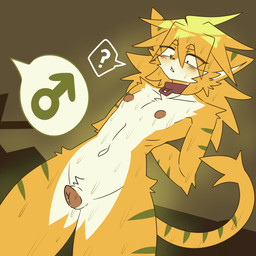 animal_genitalia animal_vulva anthro bodily_fluids breasts canine_genitalia canine_vulva female flat_chested fur genital_fluids genitals nipples nude nude_female question_mark simple_background solo standing sweat sweatdrop vaginal_fluids vulva yellow_body yellow_eyes yellow_fur kiukiu mythology alexia_(kiukiu) canid mammal qilin(chinese_mythology) 1:1 hi_res
