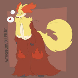 4_fingers anthro areola big_breasts black_hands breasts brown_background cheek_tuft elderly_anthro elderly_female ellipsis eyelashes facial_tuft featureless_feet feet female female_anthro fingers fluffy fluffy_tail fur fur_markings half-closed_eyes heart_symbol inner_ear_fluff leaning leaning_forward light long_tail looking_at_viewer markings multicolored_body multicolored_fur narrowed_eyes nude nude_anthro nude_female open_mouth orange_inner_ear_fluff orange_markings orange_nose pokemorph profanity pupils red_body red_eyes red_fur sagging_breasts simple_background slit_pupils small_nose solo speech_bubble tail tan_areola tan_breasts text thin_eyebrows tuft yellow_body yellow_fur yellow_tail buleruby nintendo pokemon delphox generation_6_pokemon pokemon_(species) 1:1 2025 absurd_res colored digital_drawing_(artwork) digital_media_(artwork) english_text full-length_portrait hi_res lighting portrait url